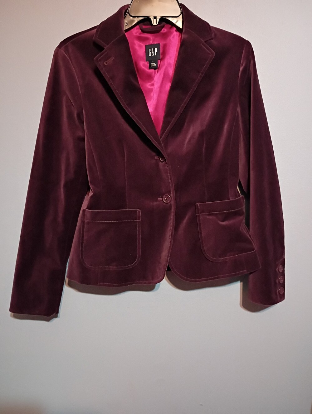 GAP Women's Deep Burgundy Velvet Blazer